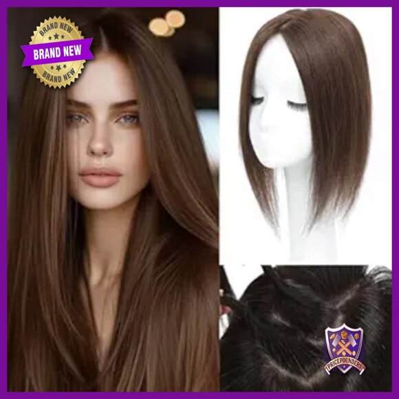 Real Human Hair Topper with Bangs for Thinning Crown, 14 Inch main image 6